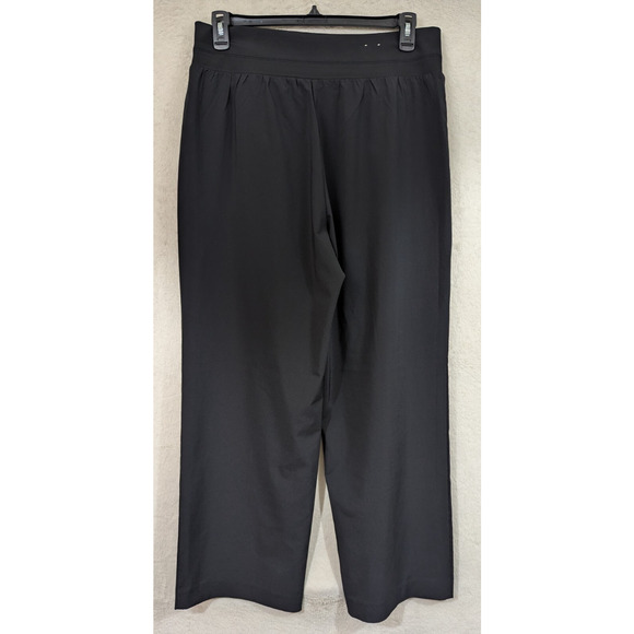 Calvin Klein sz L Wide Leg Pants black pull on stretchy lightweight active 4396 - Picture 3 of 6